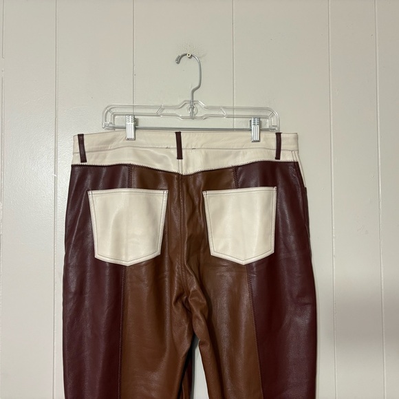Nanushka Vinni Patchwork Vegan Leather Pants Brown Size XL LuxeTrousers - Picture 8 of 14